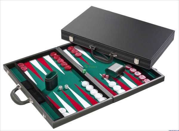 Backgammon Kunstleder grün Turnier